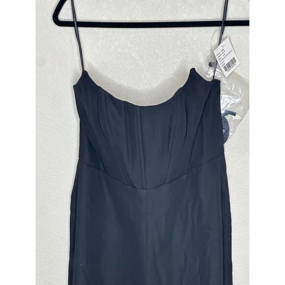 Dessy Collection NWT Black Strapless Cat-Eye Corset Crepe Jumpsuit Formal 6 - Picture 7 of 14